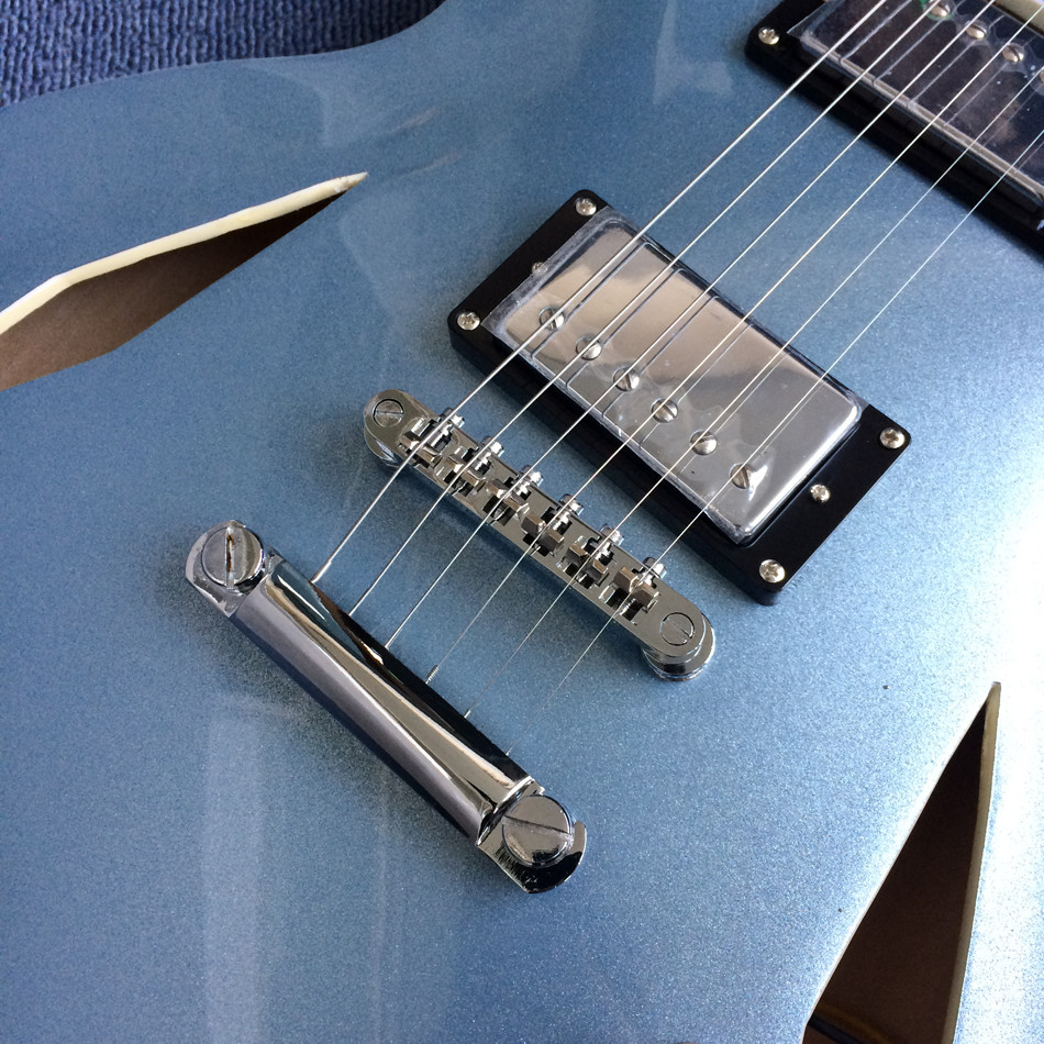 Hollow body jazz electric guitar, Blue Jazz Guitar,Rosewood Fingerboard