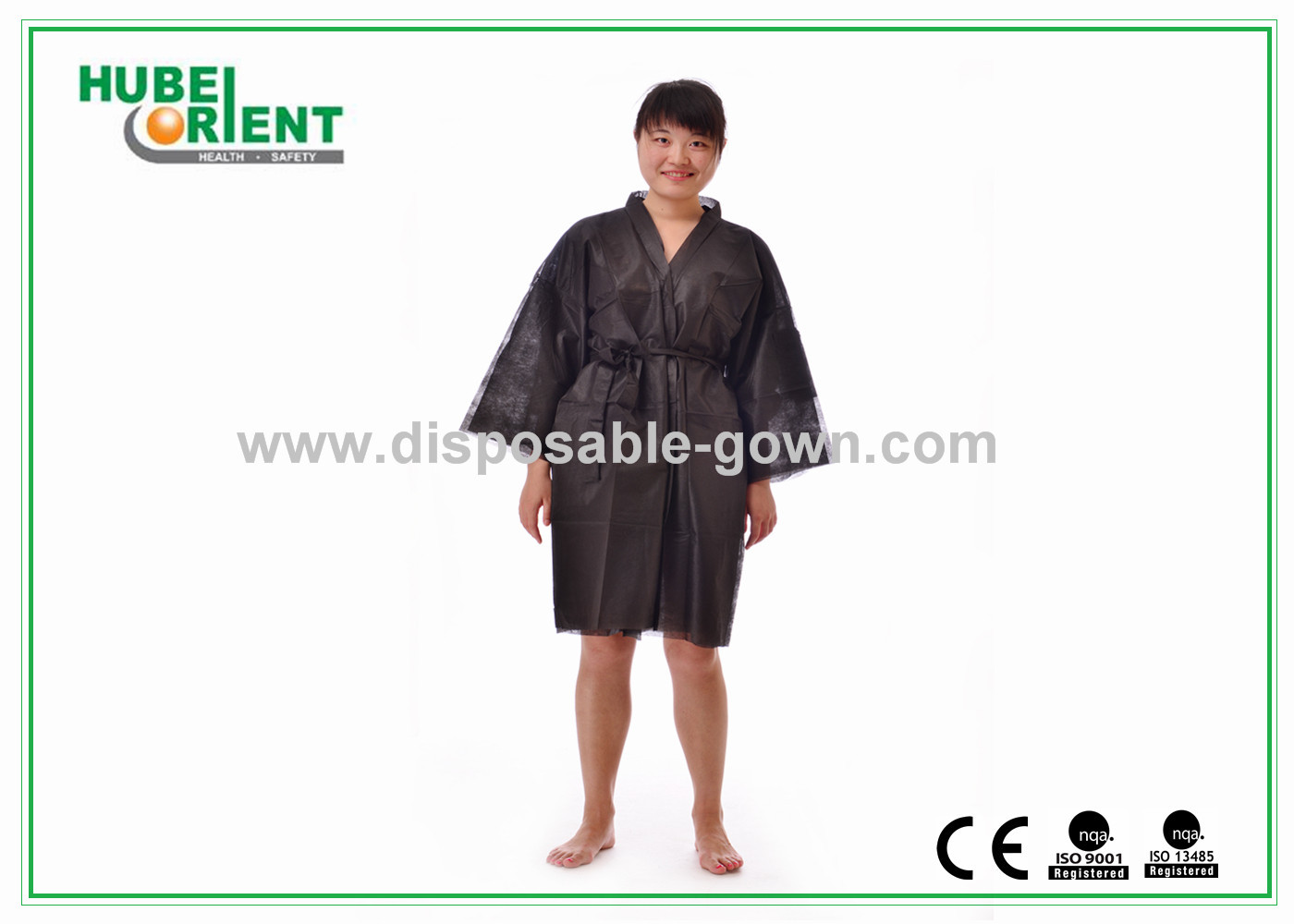 Black Breathable Disposable Kimono Robe for Spa Center / Sauna