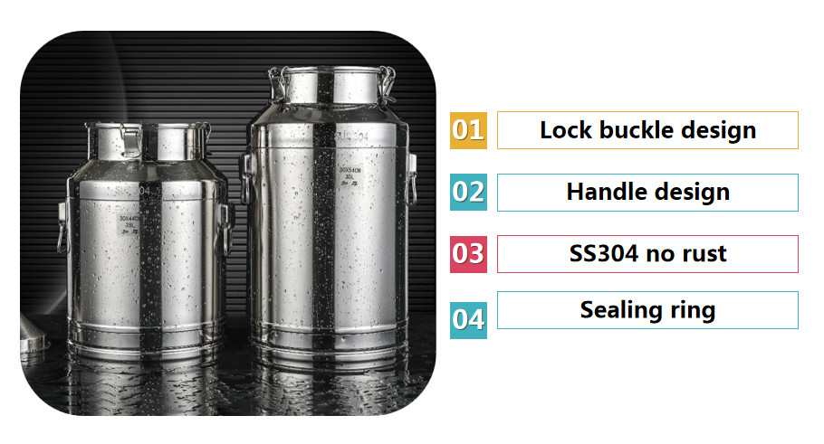 SS304 40 Litre Stainless Steel Milk Can Silver Colour For Transport