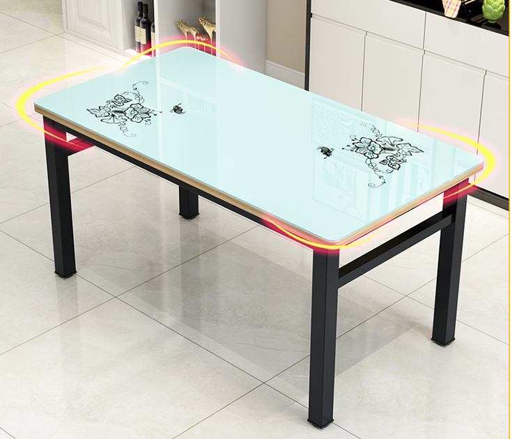 Durable Rectangular Glass Dining Table 4 Seater For Family Indoor Decoration