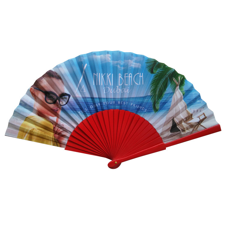 Custom Made Wooden Folding Fan 23cm 30cm Length As Promotion Gift