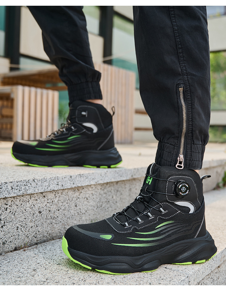 Black / Gray Fly Weave Safety Boots With Kevlar Midsole And Air Cushion Sole For Comfortable Work