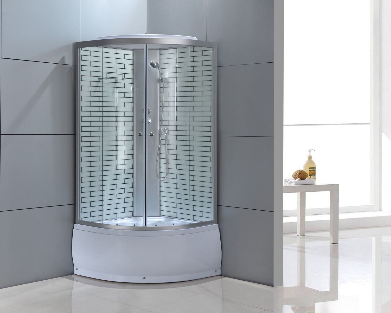 Tempered Glass Corner Quadrant Shower Enclosure Black ISO9001
