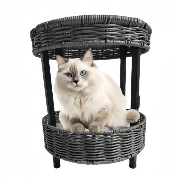 Artificial Hand Woven Rattan Cozy Pet Kitty House Waterproof Breathable Cat Bed