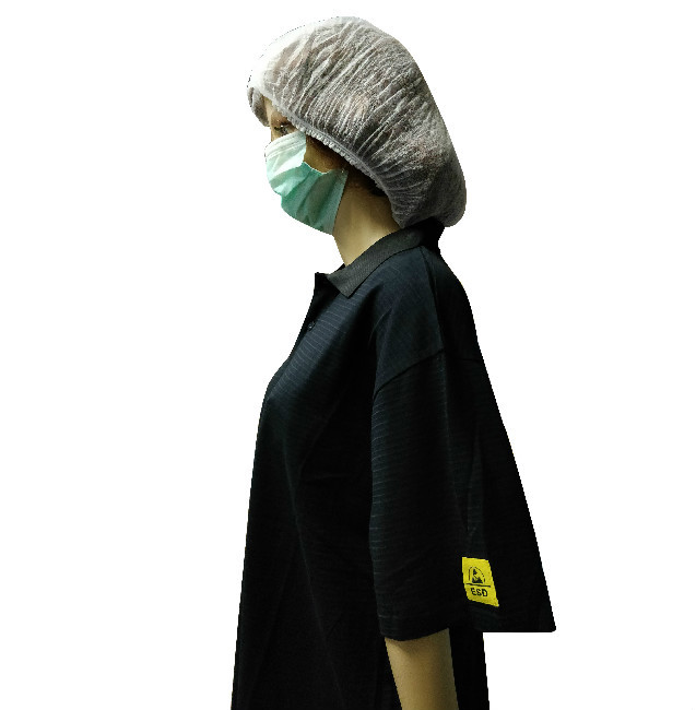 Breathable Short Sleeve Anti Static Polo Shirts For Semiconductor Industry