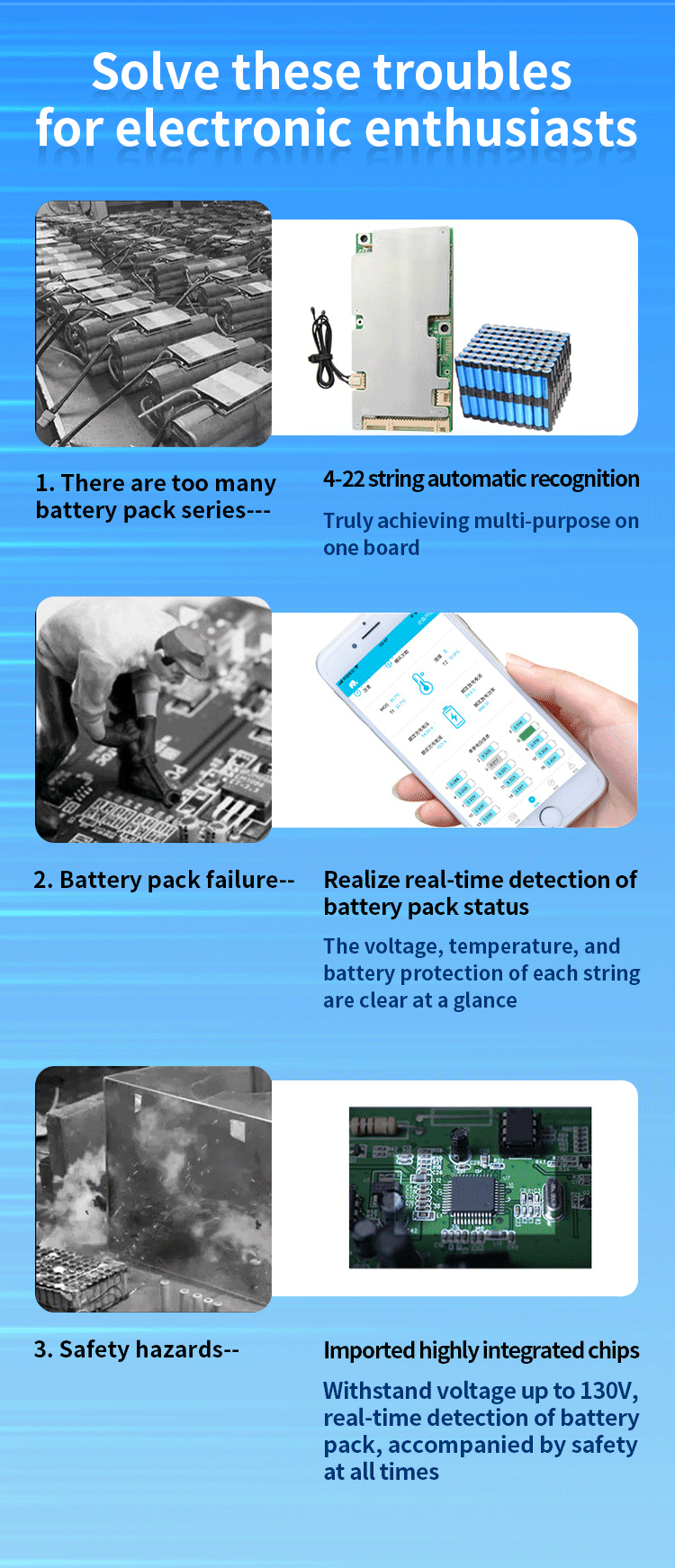 KLS 6s-16s 64v 30a 18650 Pcm Bms Lithium Ion Battery sodium battery bms For Ternary/sodium/lithium iron battery