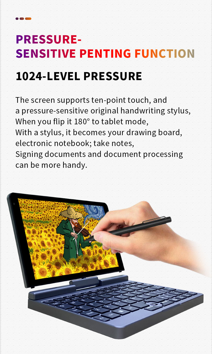 Private Mold 8 Inch Silver Touch Screen Mini Laptop N100 12GB RAM 1TB SSD for Business