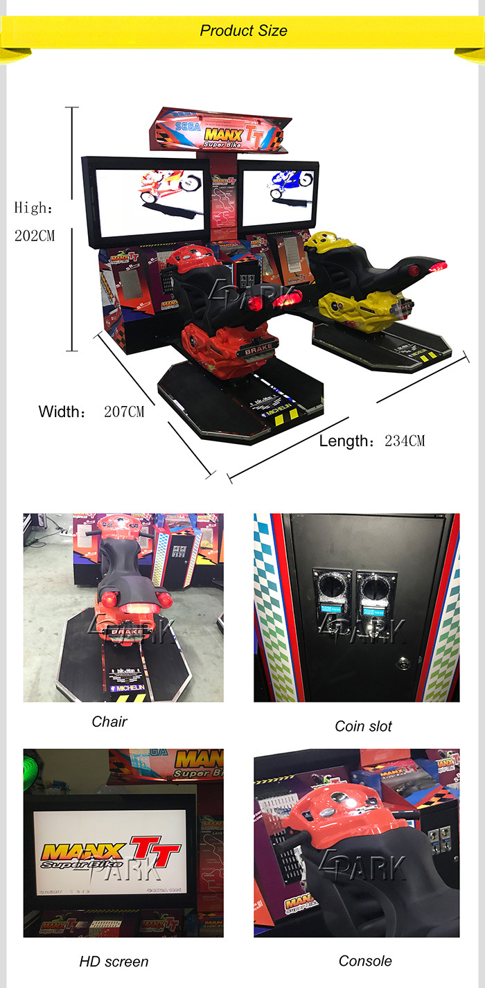 2 Player Electronic Tt Motor Racing Simulator Arcade Game Machine For Game Center
