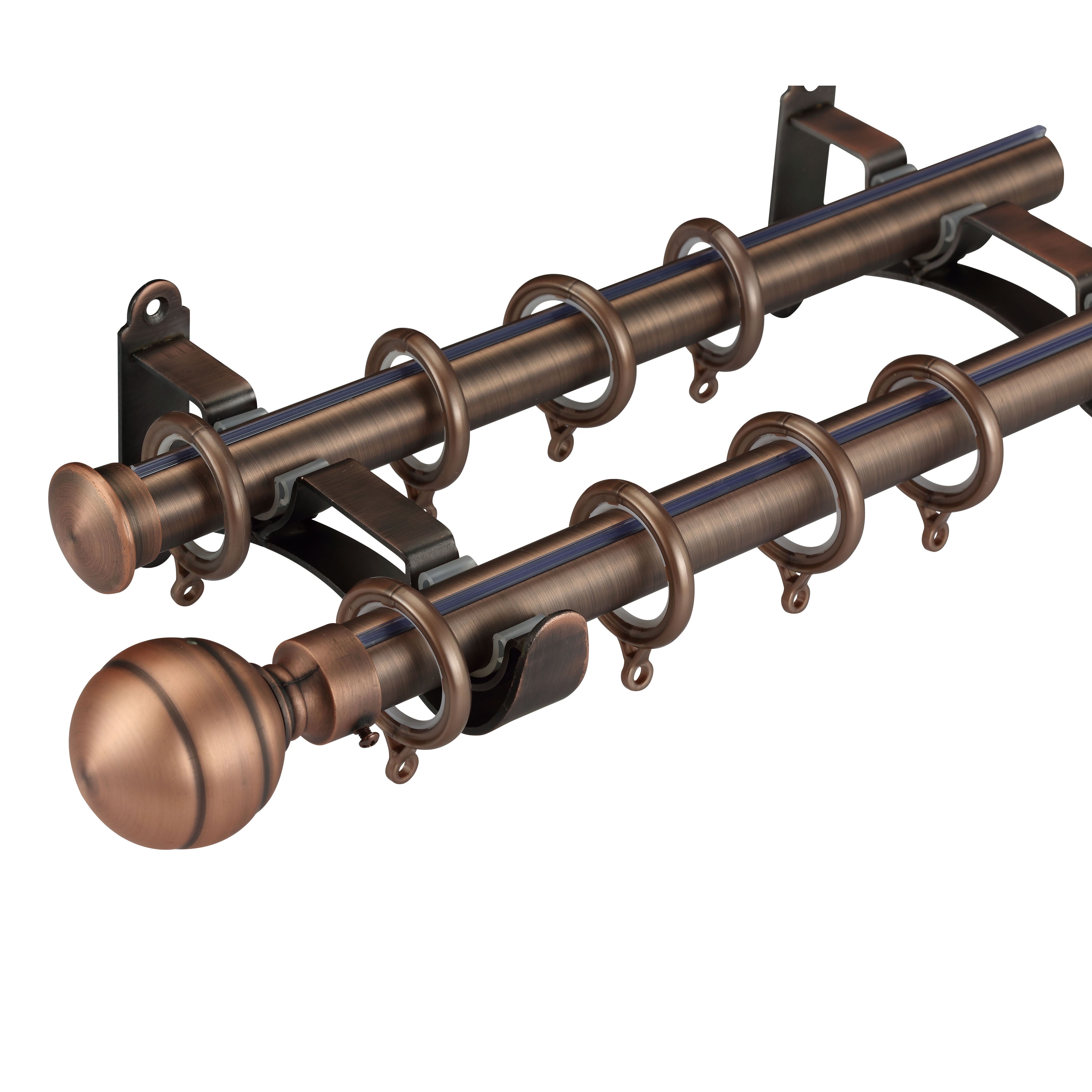 oriental short solid twisted wrought iron wood curtain rods pipes