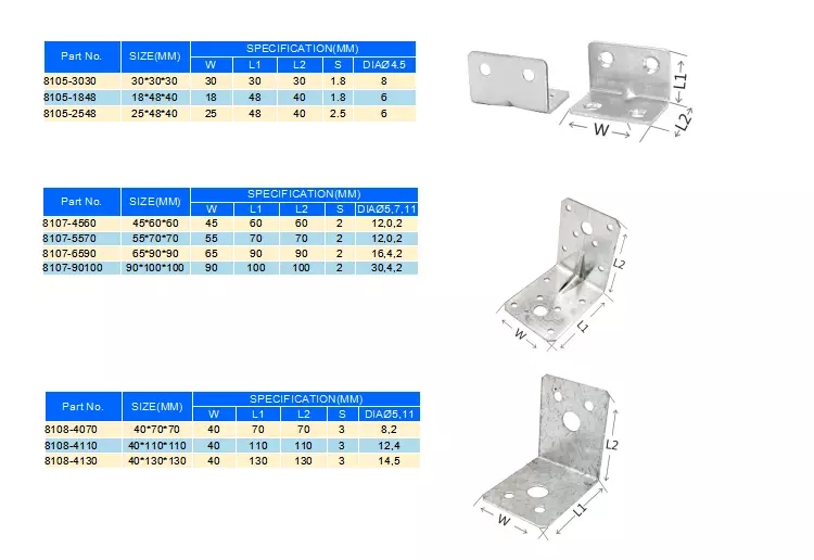 Stainless Steel Wood Connector Angle Bracket Galvanized Steel Bracket Customized
