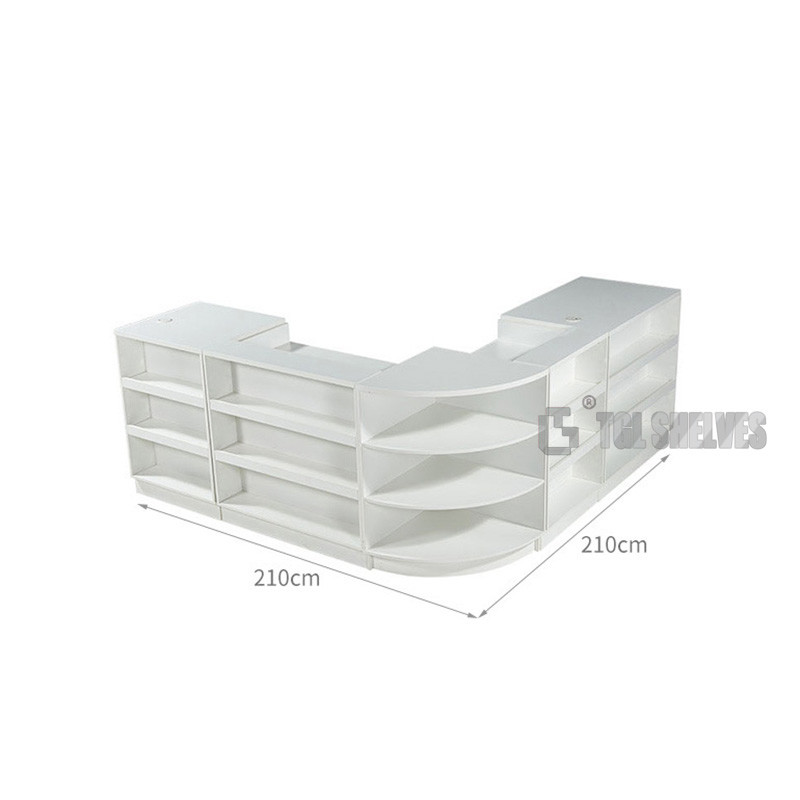 Metallic Wood Supermarket Checkout Counter OEM With Entry Door