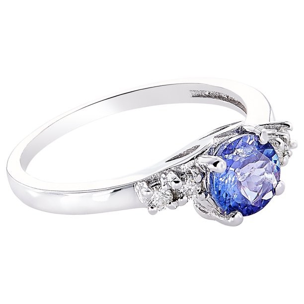 Flower Design JewelersClub Tanzanite Ring Sterling Silver Ring Jewelry with White CZ Accent