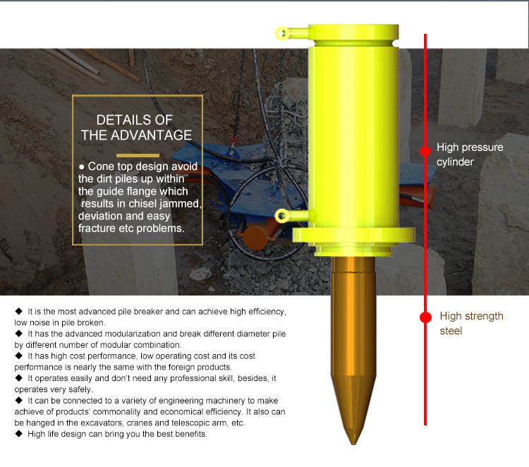 BEIYI MK180S Round pile Hydraulic Pile Breaker cutting concrete foundation machinery for excavatoror or crane