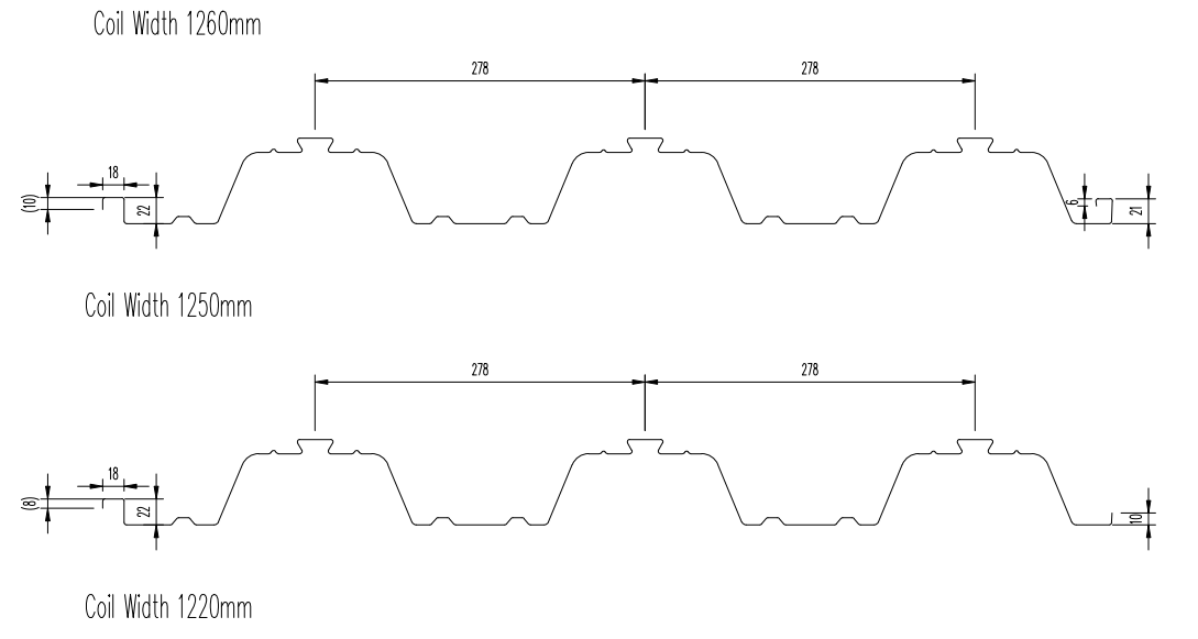 Metal decking drawing profile 