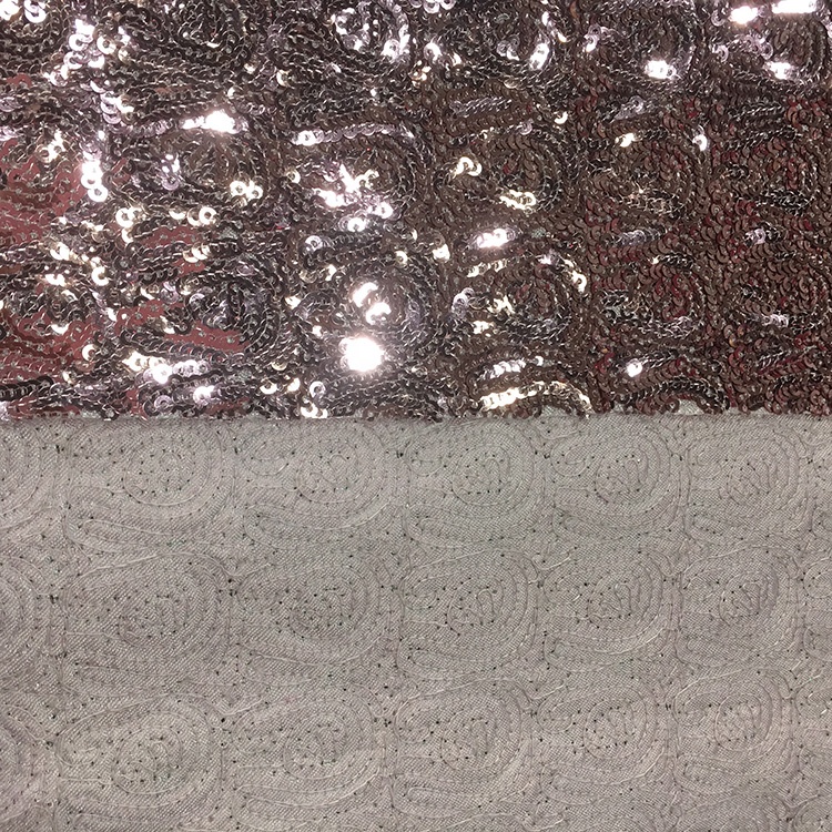 Modern Silver Sequin Fabric , Sequin Lace Fabric Sparkly Mesh Garment Applied
