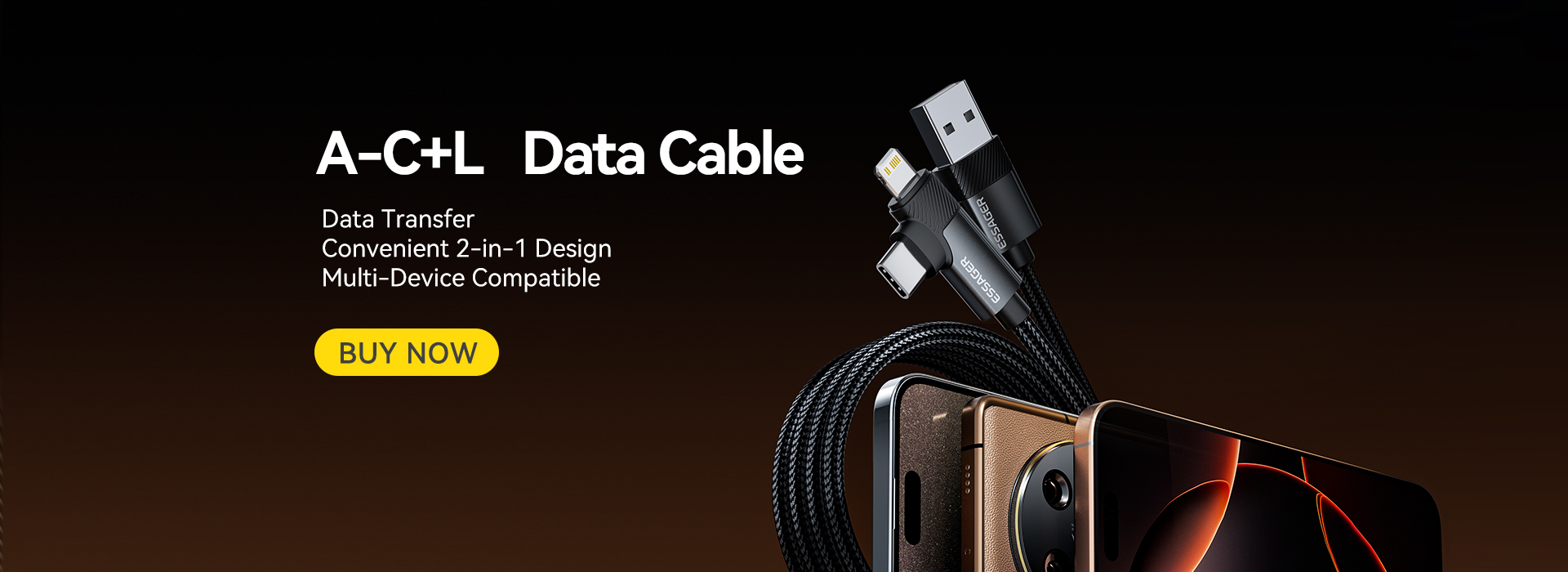 ESSAGER ES-X59 Series 2 in 1 USB-A to USB C Lighting Charging Cable