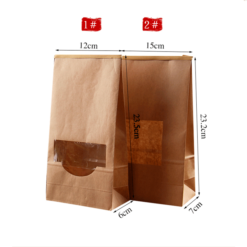 T0.017mm H23.2cm Sealing Bread Recycled Paper Gift Bag With Window
