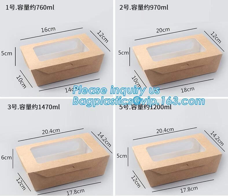 Cheap Cardboard foldable kraft paper lunch box with window,Lunch noodle fast food kraft paper box by customized logo pri