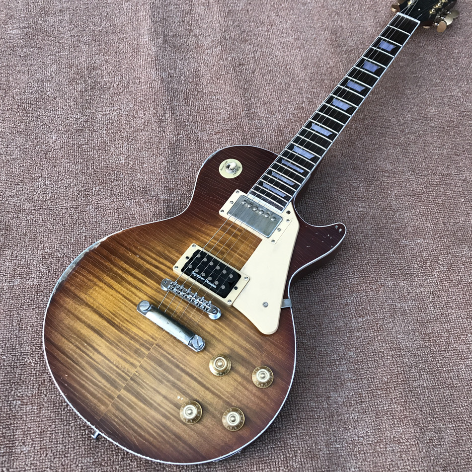 Relic standard LP electric guitar, Tobacco burst, Tune-o-Matic bridge relic electric guitar, free shipping