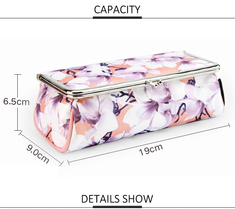 Custom Luxury Vintage Floral Printed Toiletry Cosmetic Makeup Bag