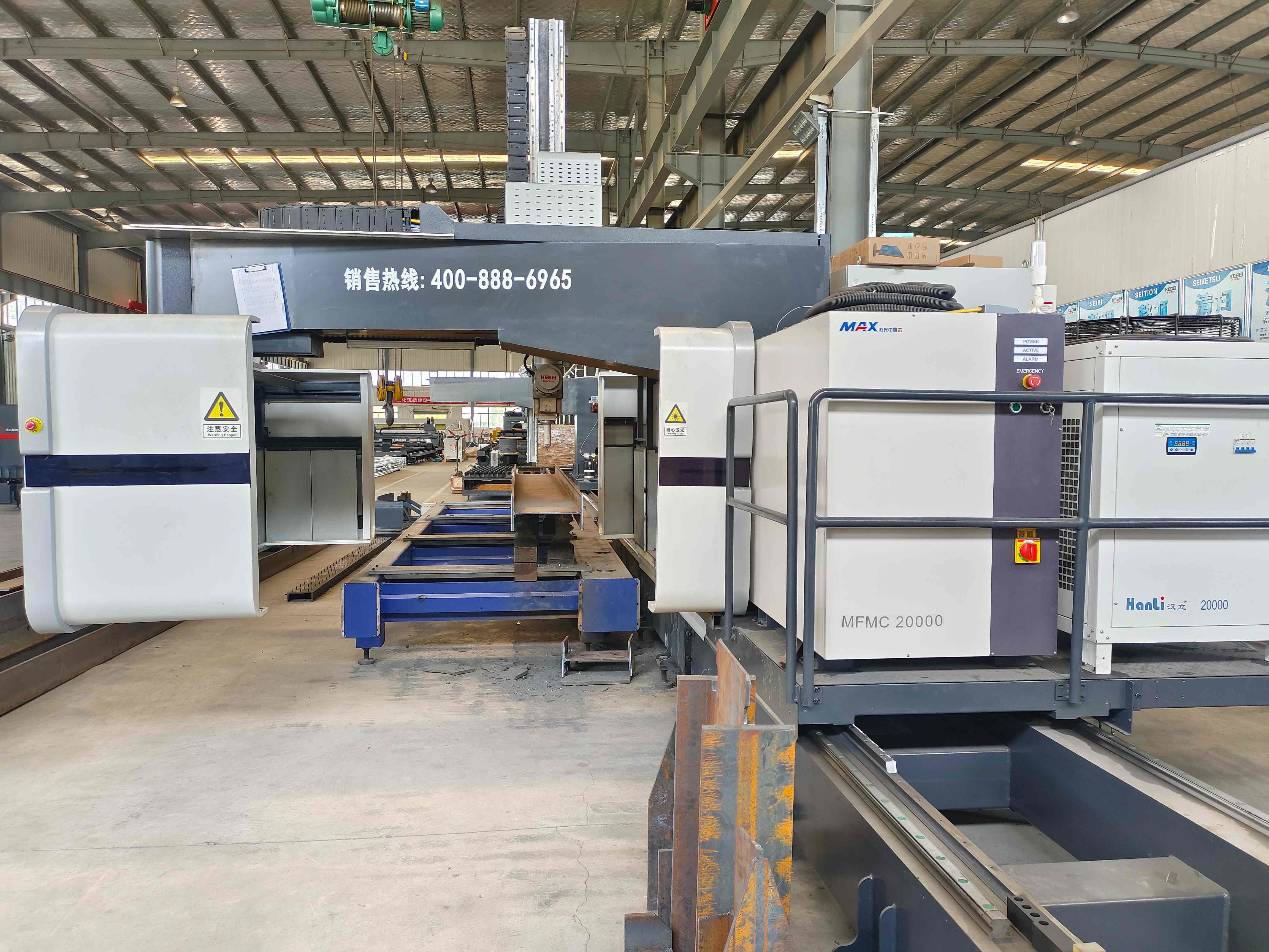 Metal Cutting H Beam Laser Cutting Machine With Repositioning Accuracy ±0.02mm And Power Supply AC380V 50Hz