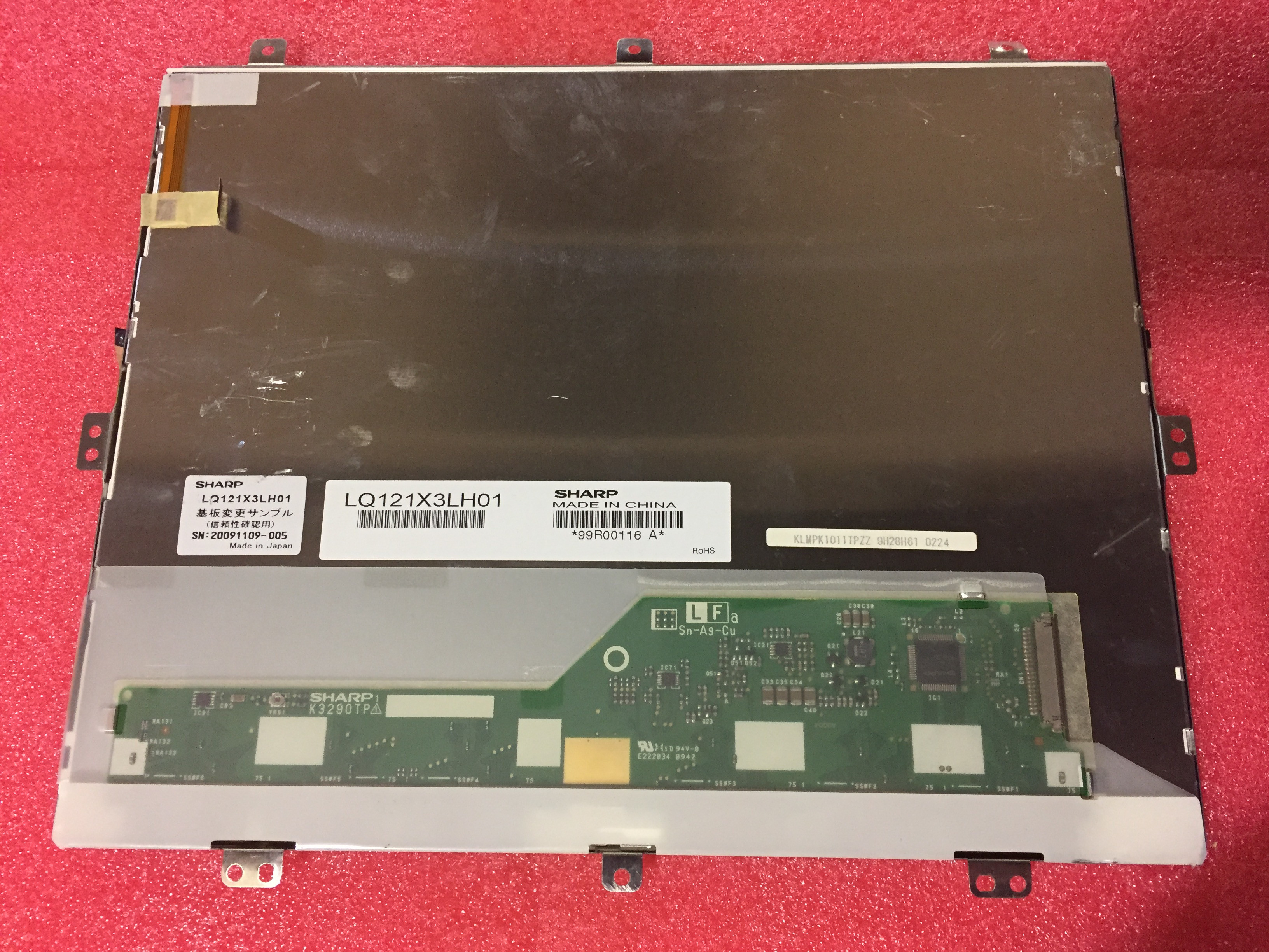 LQ121X3LH01 12.1" 105PPI 1024×768 RGB Sharp TFT LCD Display