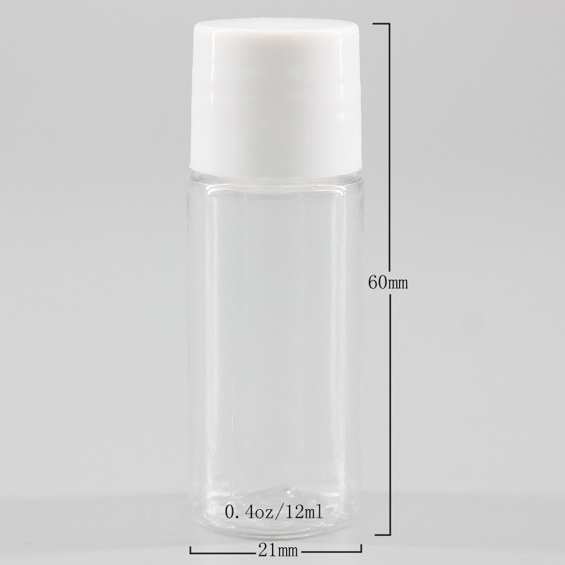 0.4oz/12ml Small Capacity Clear PET Plastic Bottle With White Screw Cap, Travel Set Bottle Perfume Liquid Spray Bottle