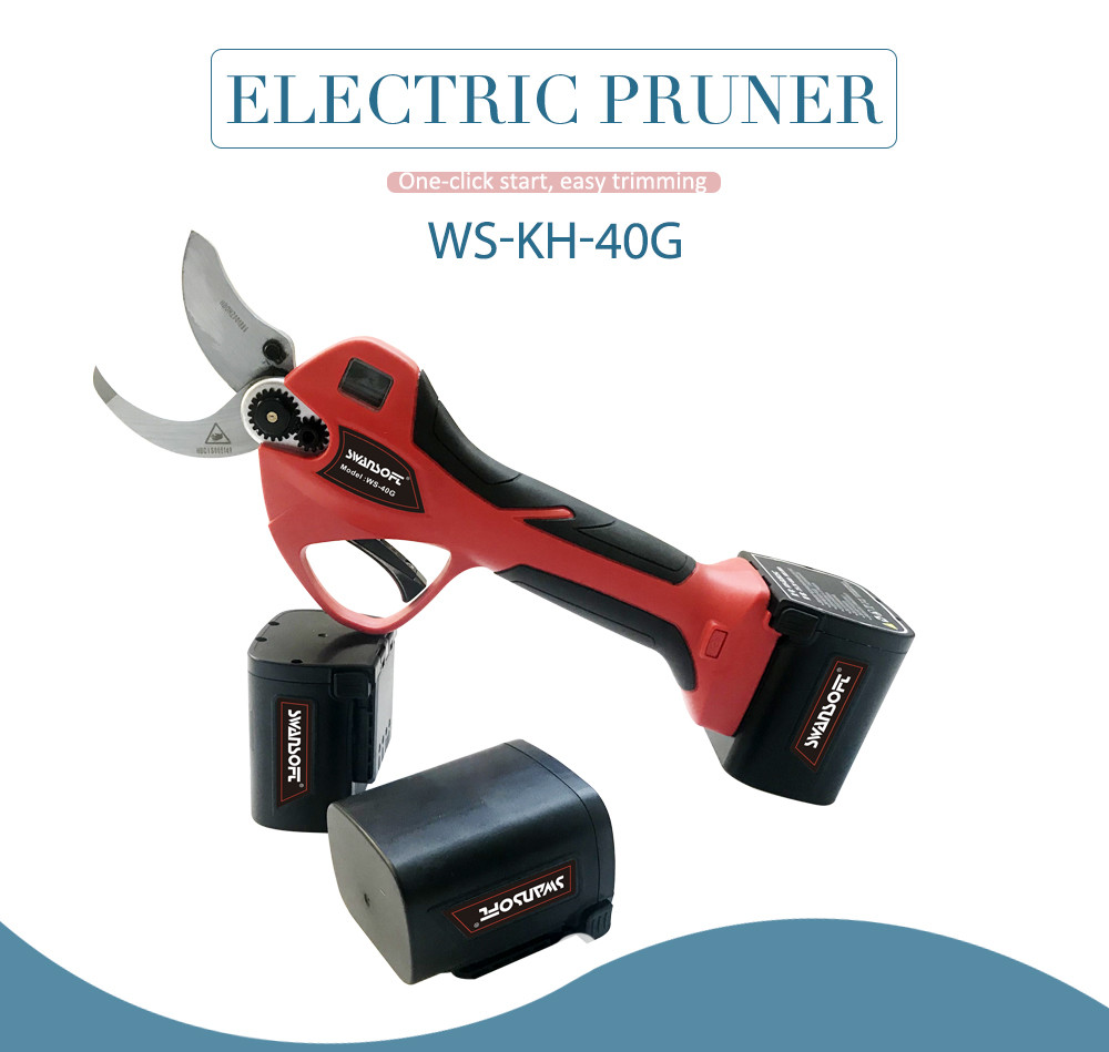 Factory Supply Swansoft 4.0CM Electric Pruner Rechargeable Lithium Battery with LED Display Finger Protection