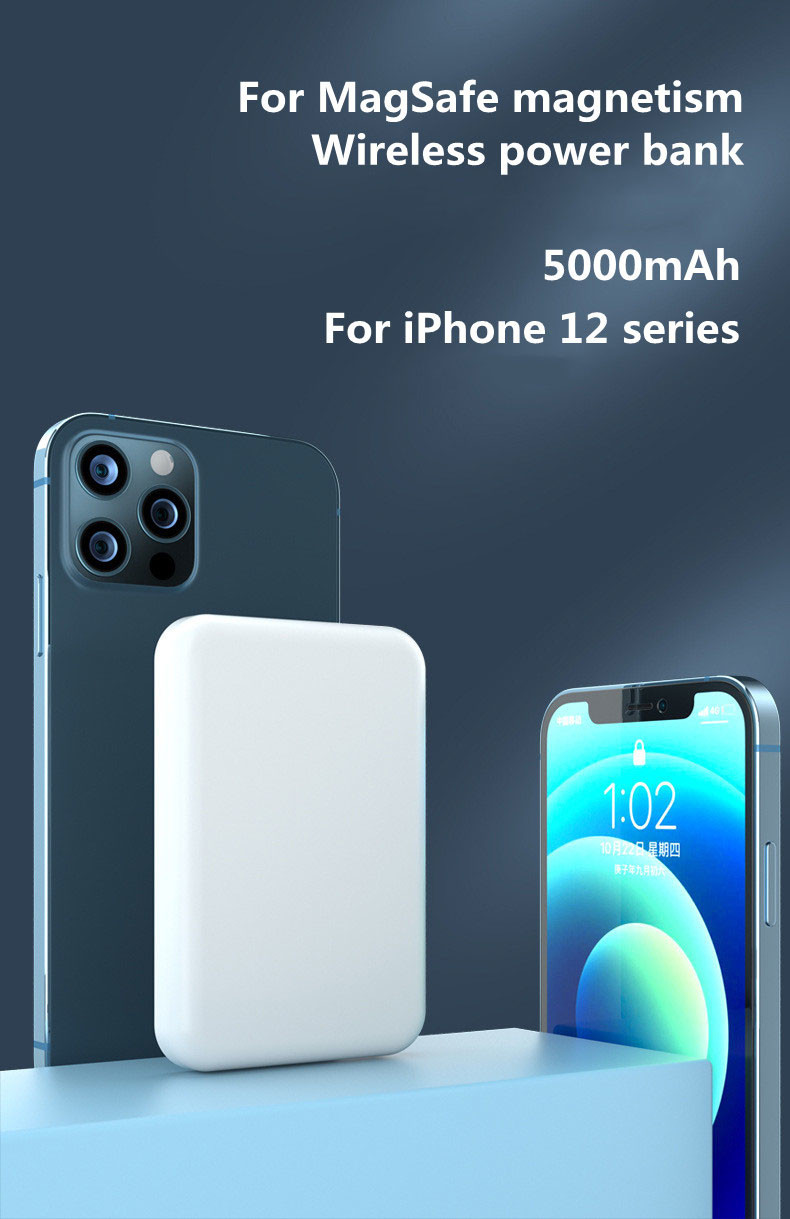 Magnetic Portable 5000mAh Wireless Charging Power Bank For Iphone 13