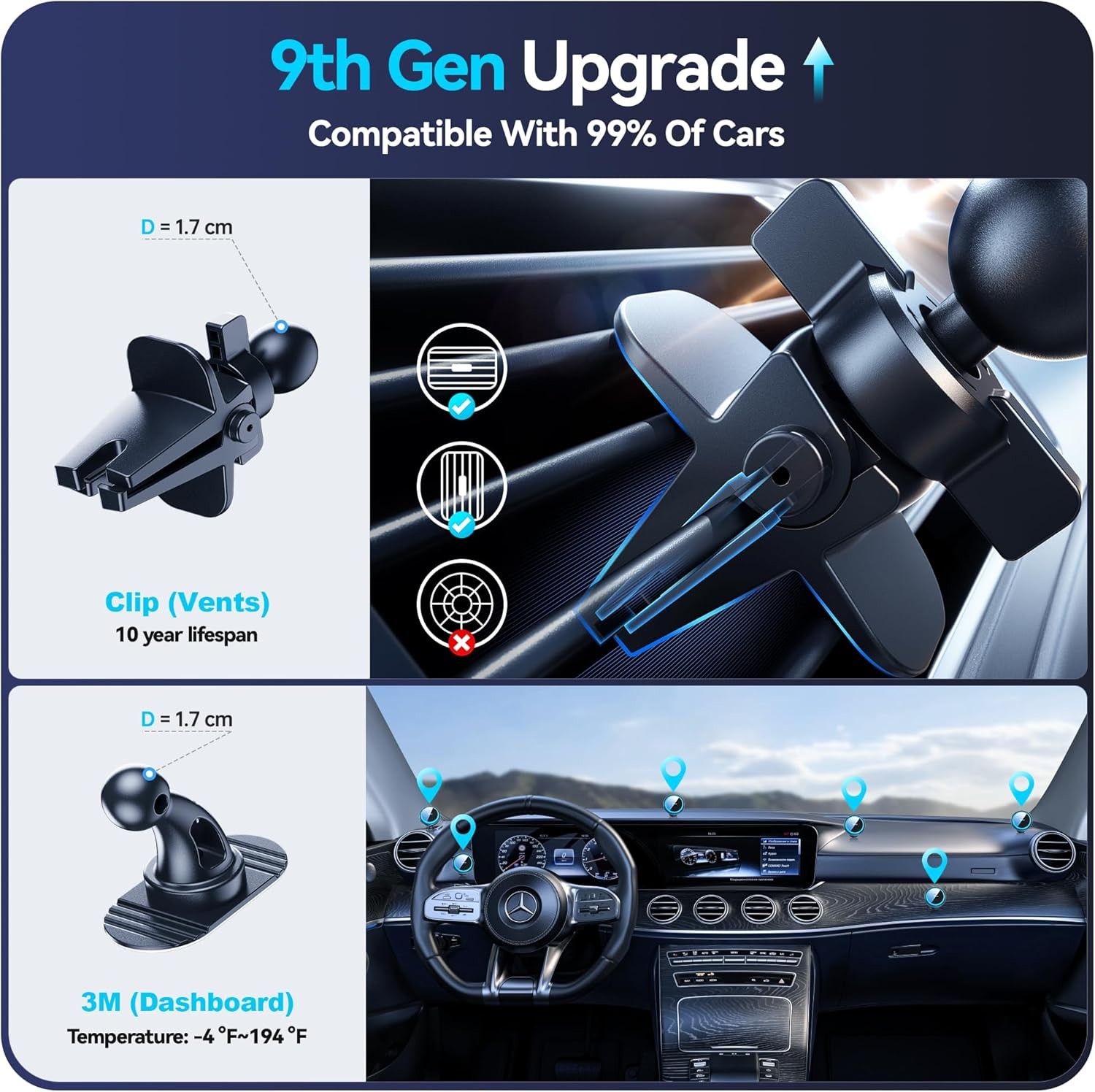 Magic Circle Pro 15W Car Wireless Charger Phone Holder Fast Charging With Magnet