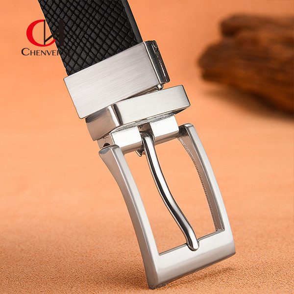 Business Smooth Genuine Leather Belt With Metal Buckle Reversible