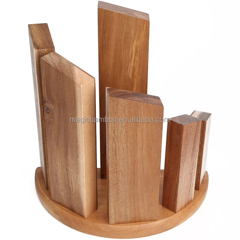 Bamboo Multifunctional Kitchen Shelf Semi Circle Magnetic Knife Block