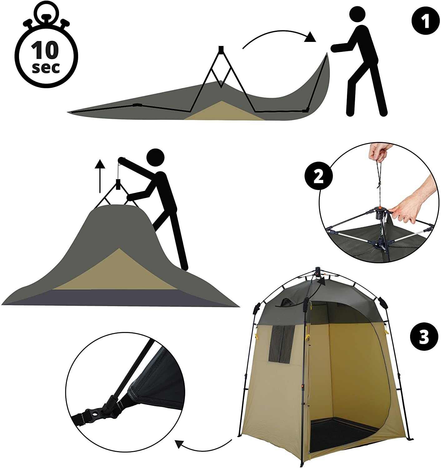 155x155x220CM Pop Up Shower Tent