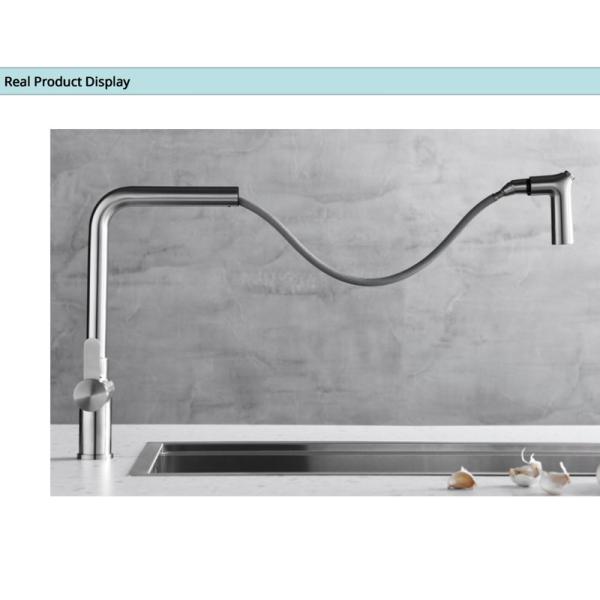 Retractable Hose Stainless Steel Kitchen Faucets CUPC Ceramic Cartridge Tap 3