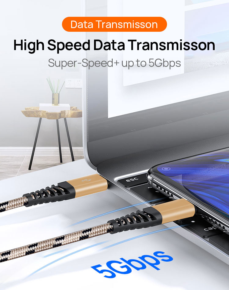 High Speed 3m 3A USB 3.0 Charging Cable For Data Transfer