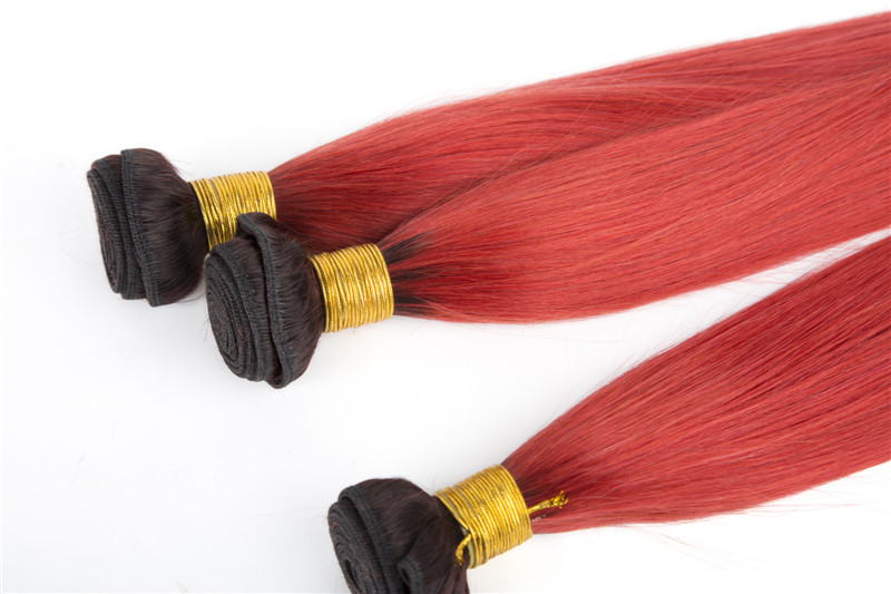Whotalesale Two Tones Red Color top grade brazilian human hair sew in weave in stock