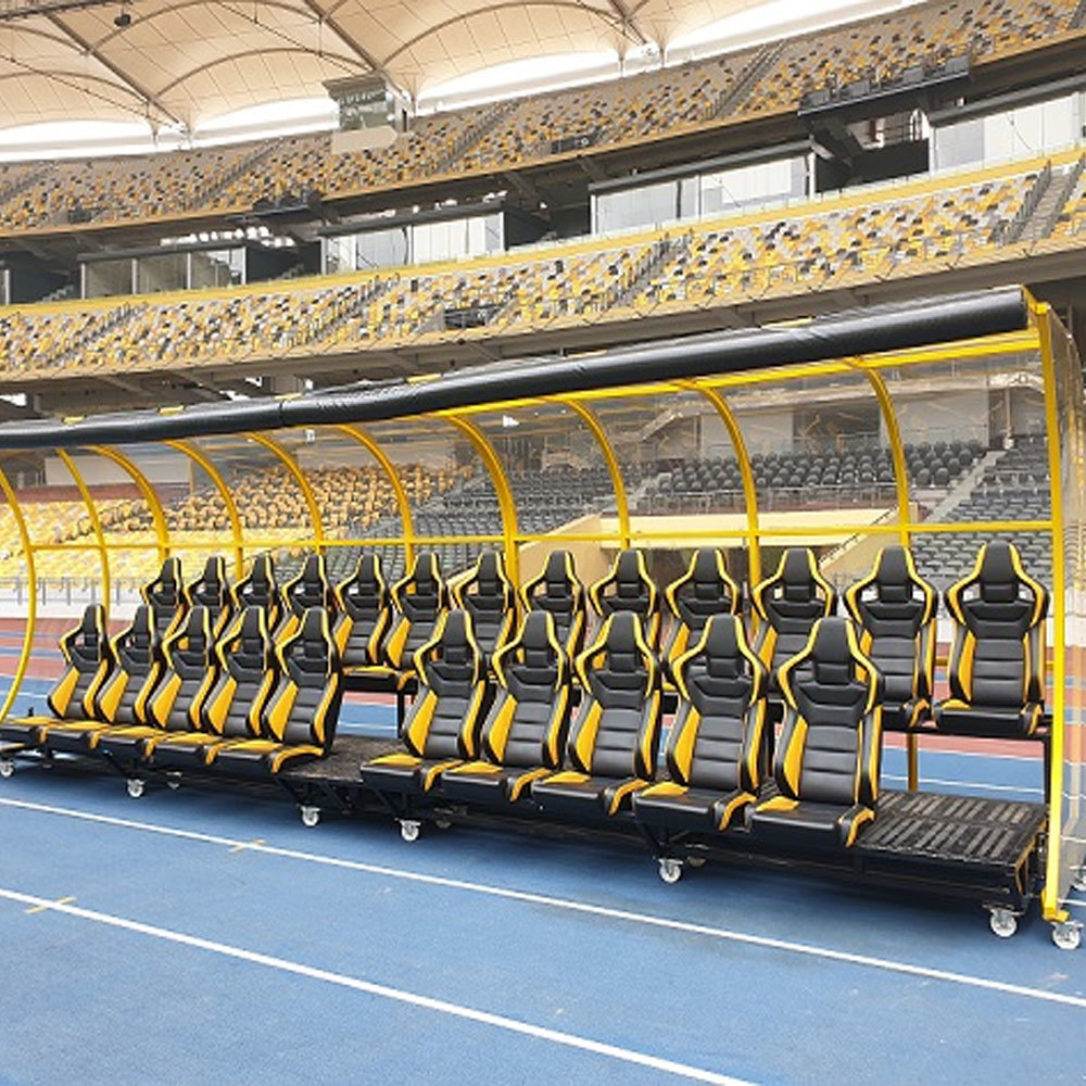 Foldable Double Row Soccer Pitch Leather Football Substitute Bench Sideline Solution