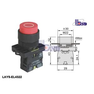 LAY5（XB2）-EL4322 red color spring return flat button push button swithes