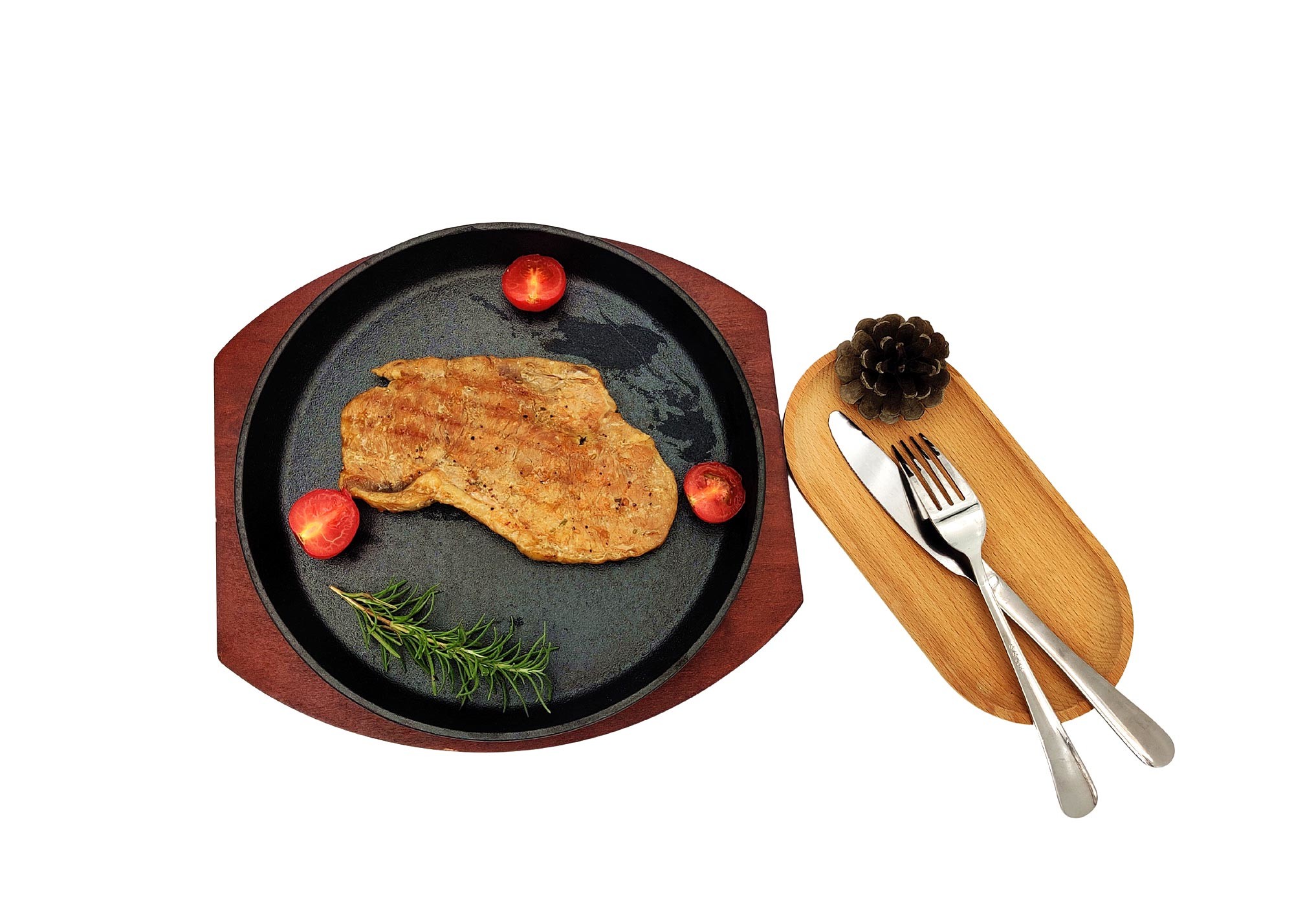 22X2.5cm Cast Iron Sizzle Platter Cast Iron Round Grill Pan SGS/ISO9001