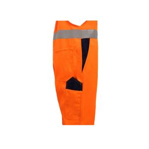 Man 250GSM CVC Reflective Working Bib Overalls With Adjustable Braces Clasps