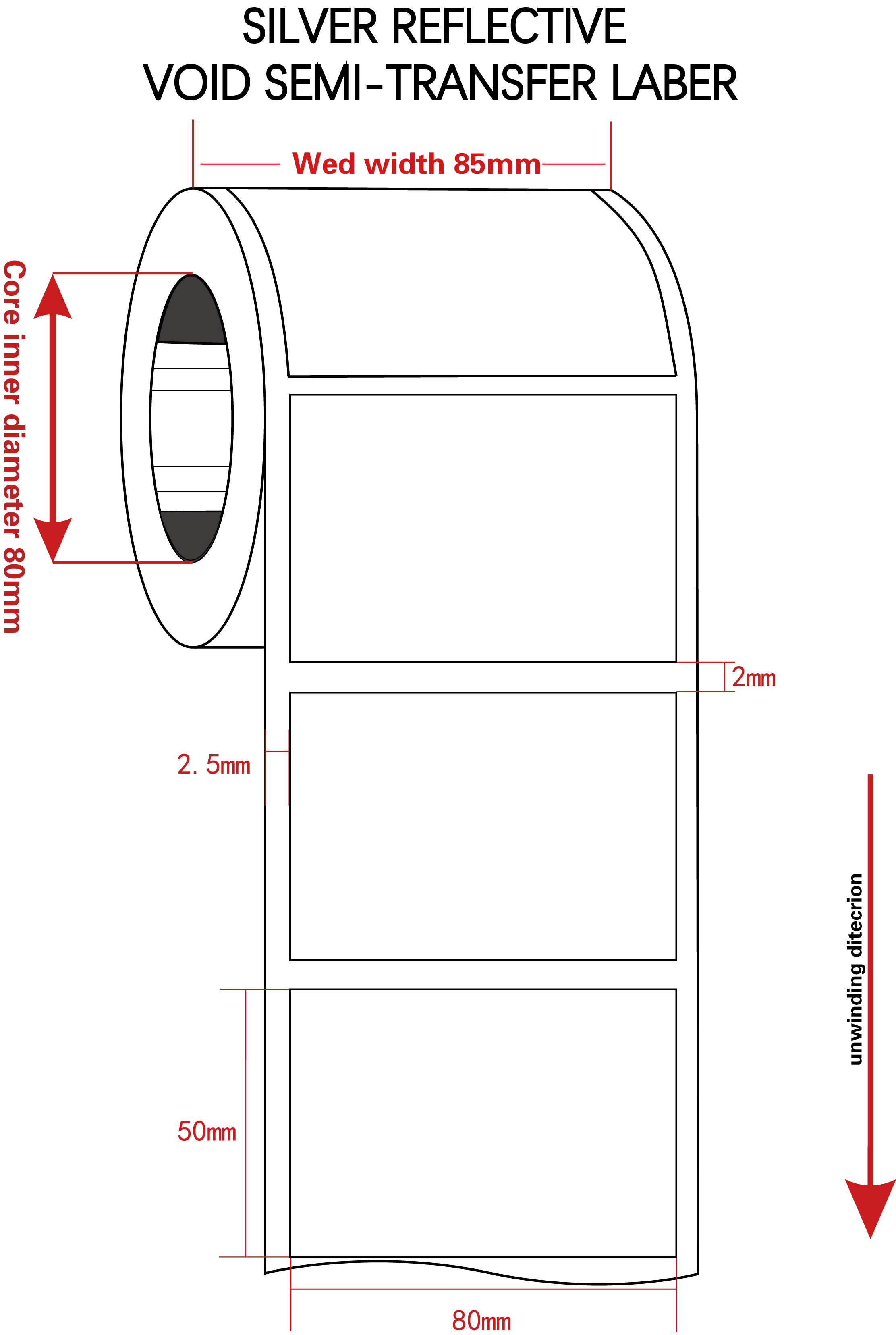 50x80 Tamper Proof Seal Security Sticker 1mil Silver Reflective Semi Transfer Label