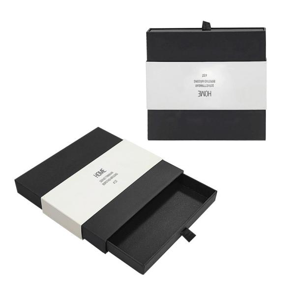 Jewelry Paper Drawer Packaging Box Black Slide Out Box Packaging Boxes Custom