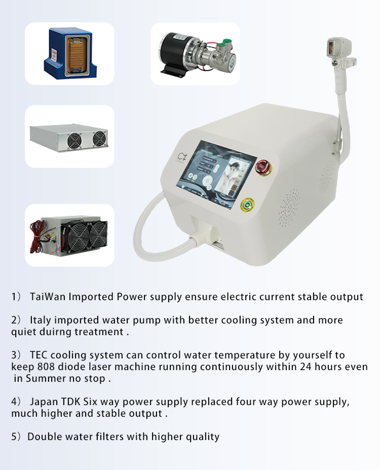 Japan TEC Cooling System 1200w portable 808 755 1064 diode laser hair removal machine