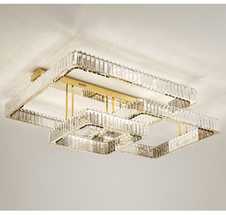 Luxury Living Room Smart Led Chandelier Modern Hall Glossy K9 Crystal Ceiling Chandelier(WH-CA-104)