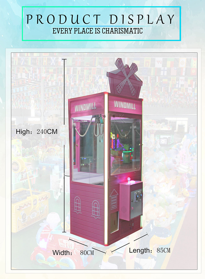 Coin Operated Windmill Gift Game Machine Toy Plush Crane Claw Machine