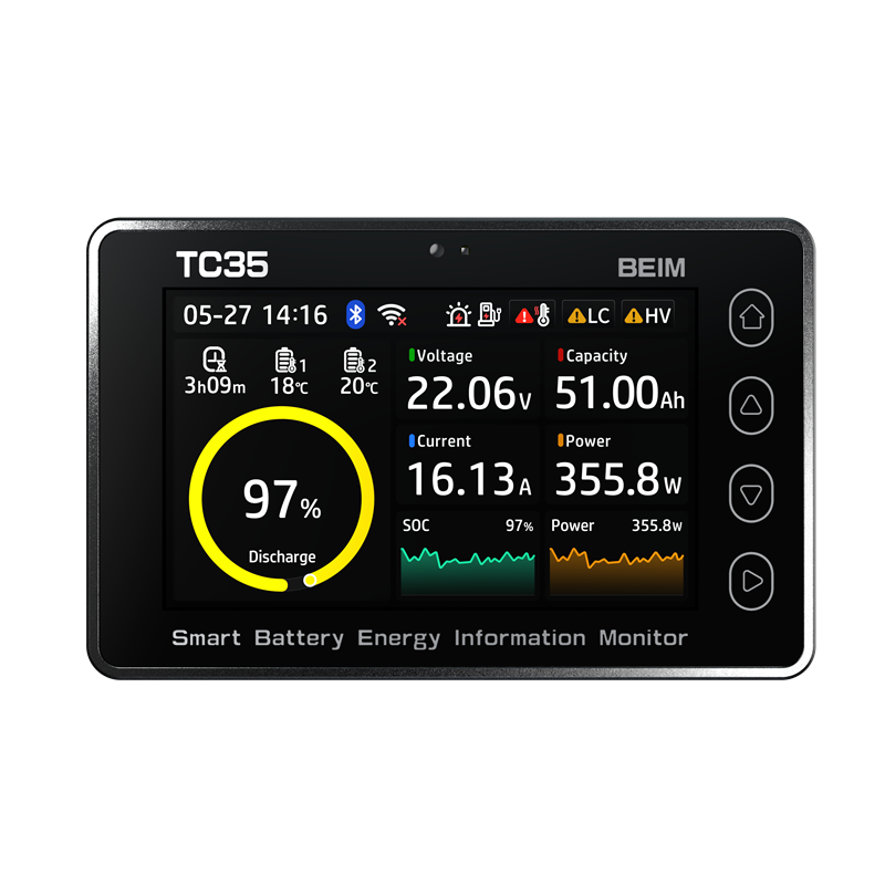 TC35 3.5 Inch Touchscreen Battery Monitor High Resolution With BT/WiFi/Temp/Dry Contacts
