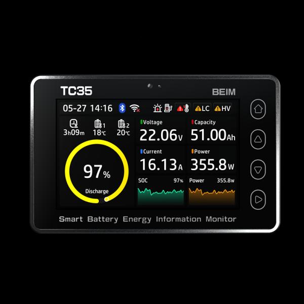 Quality TC35 3.5 Inch Touchscreen Battery Monitor High Resolution With BT/WiFi/Temp/Dry Contacts for sale