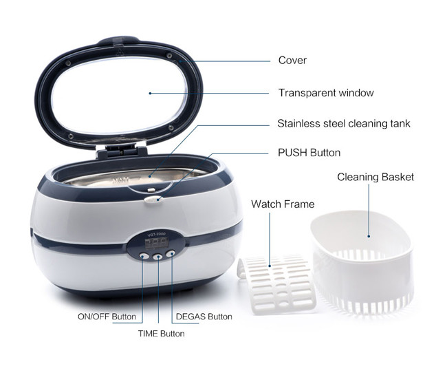 Household SONIC Jewelry Cleaner 5 Timer Settings CE / RoSH Certification