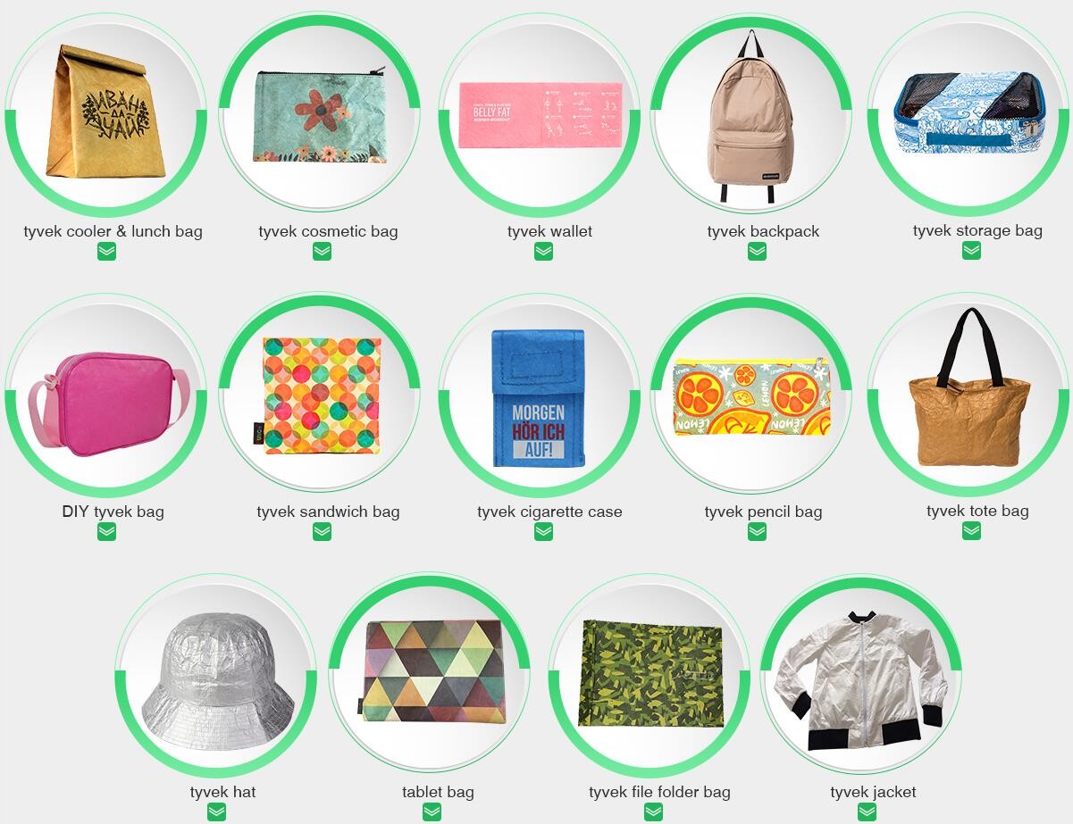Custom Tyvek Paper Zipper Cosmetic Makeup Bag With Leather Handle,untearable tyvek zipper cosmetic bag,Environmentally f