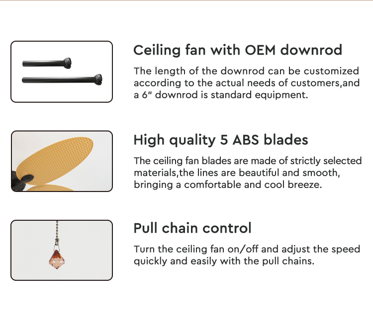 52 Inch AC Reverse Motor Air Cooling Ceiling Fan with Standard Wind Type and Timer